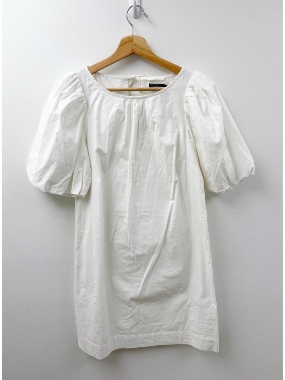 Vineyard Vines Dress White Cotton Puff Sleeve Summer Preppy Back Tie Sz XS NEW